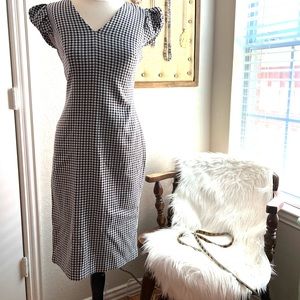 Calvin Kline Gingham Puff Sleeves Sheath Dress Size 4